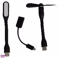 پنکه همراه Mini USB مدل Mb-68 به همراه چراغ LED و مبدل otg Micro USB
