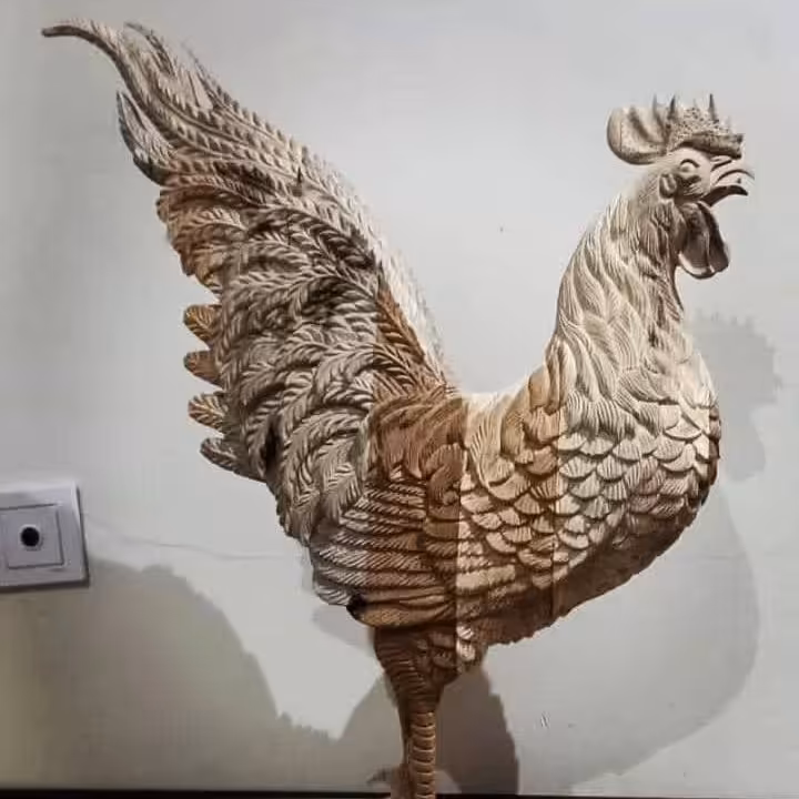 مجسمه خروس چوبی 