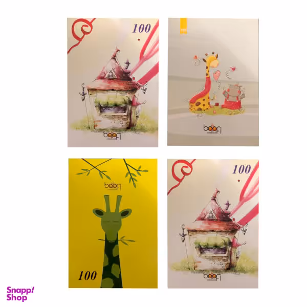 دفتر مشق 100 برگ بوفی کد 54 بسته 4 عددی