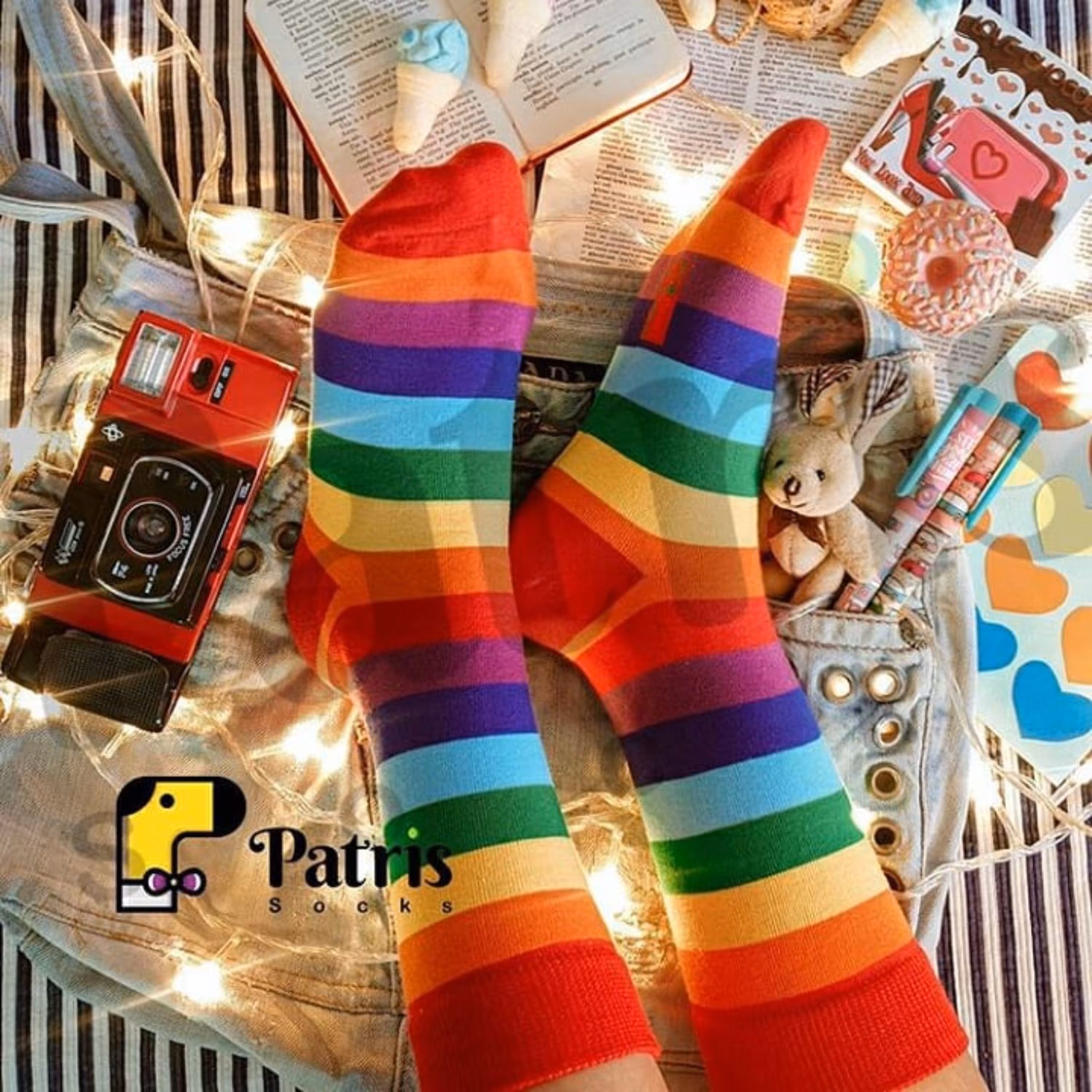 جوراب ساقدار رنگین کمان