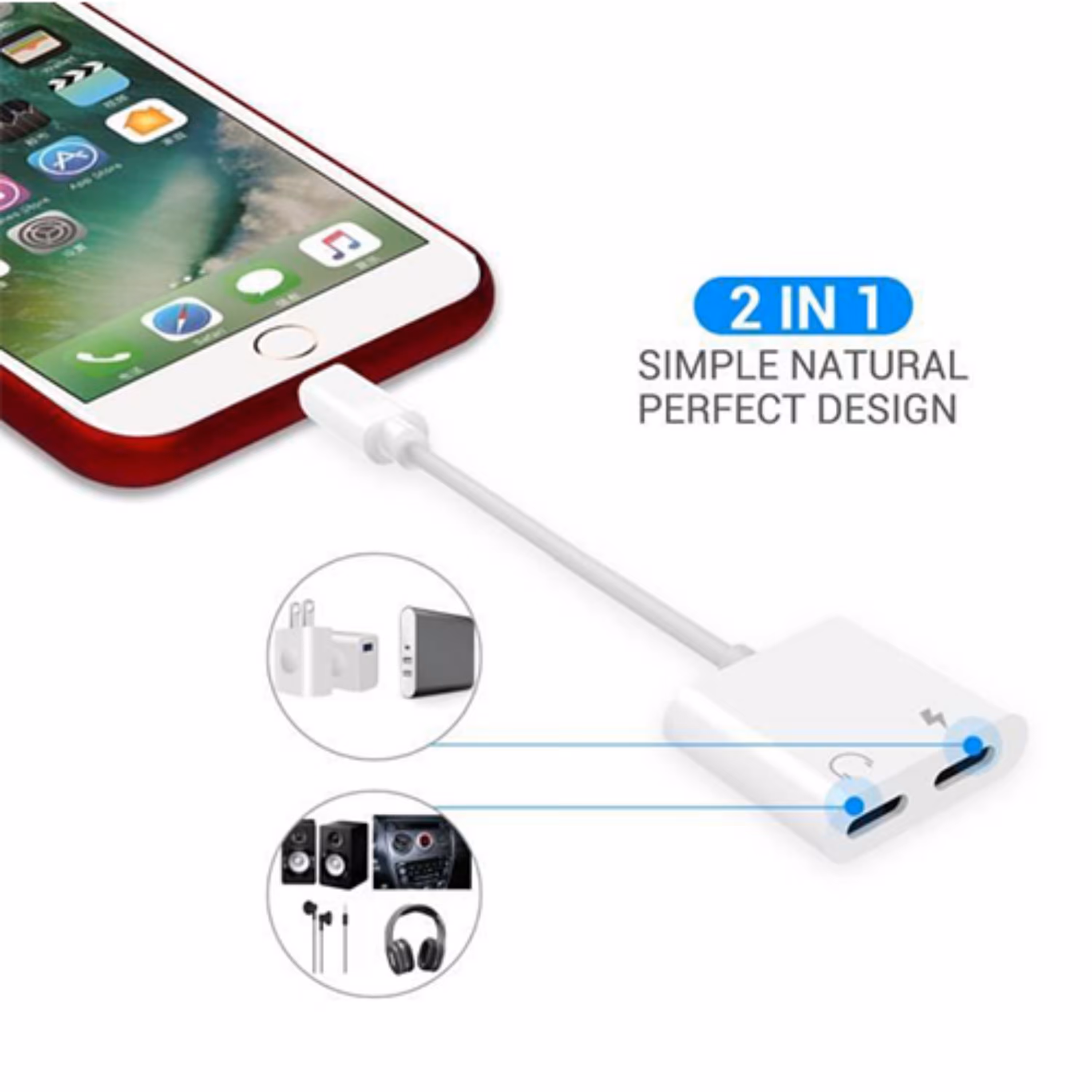 تبدیل یک به دو اسپلیتر لایتنینگ آیفون 