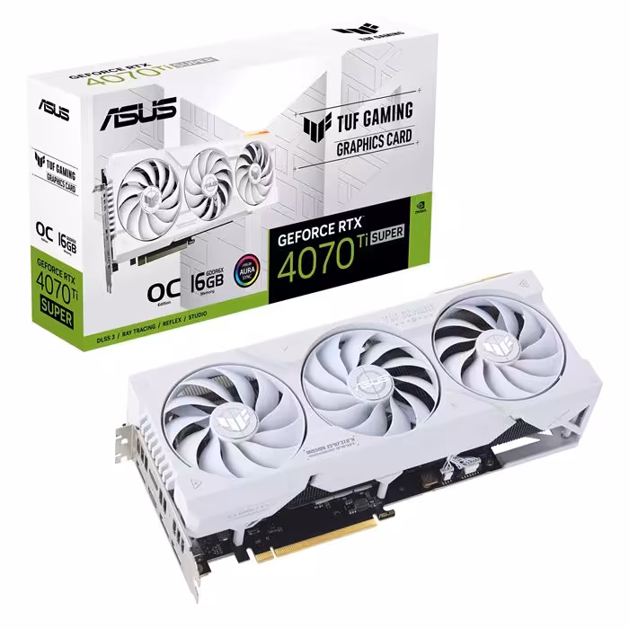 کارت گرافیک ایسوس سفید مدل TUF Gaming GeForce RTX 4070 Ti SUPER GDDR6X OC Edition حافظه 16 گیگابایت