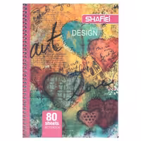 دفتر زبان 80 برگ سیمی کلاسیک جلد طلقی شفیعی  طرح قلب رنگی کد 43