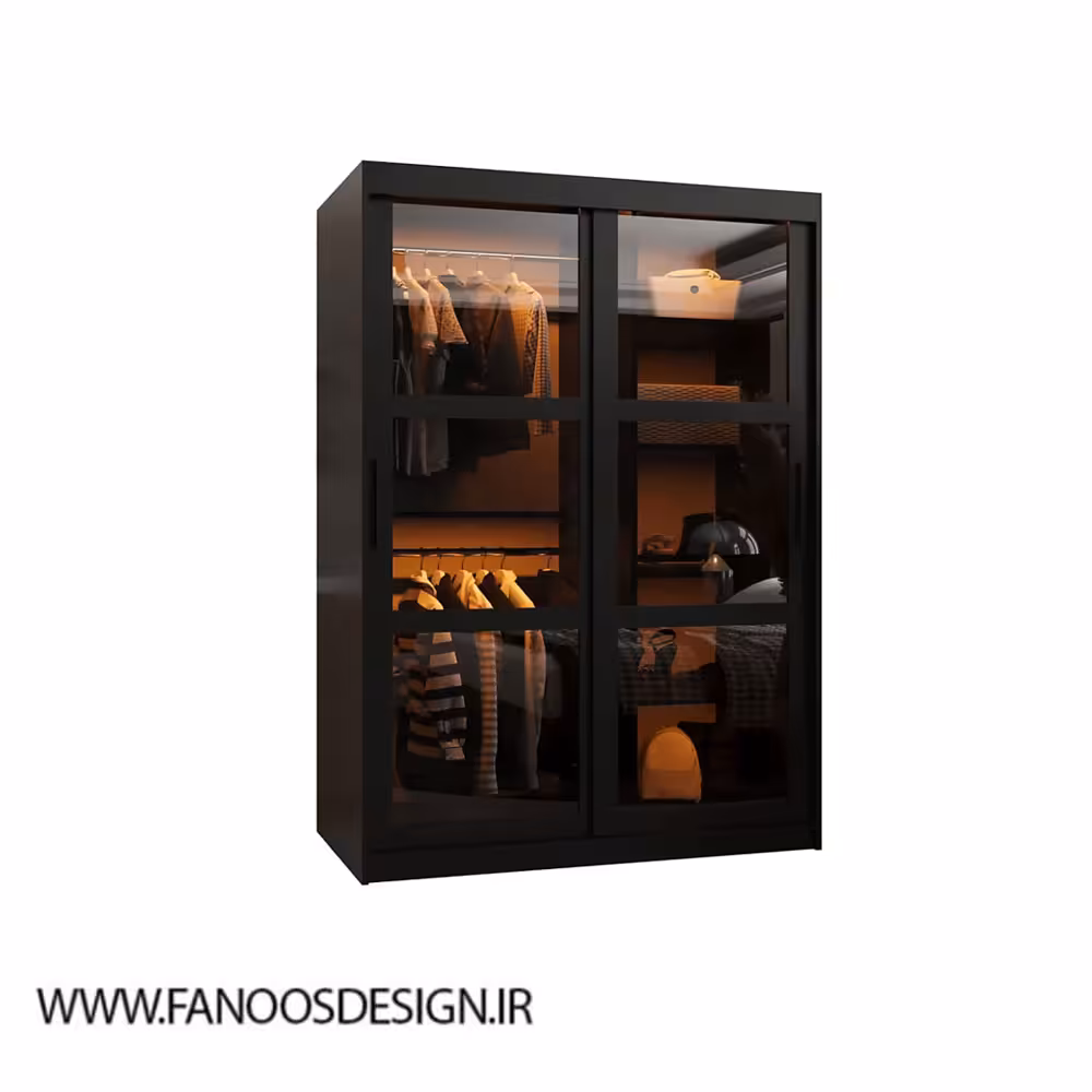 کمد لباس 120 سانتی متری مشکی سایز 120*120*62 کد 9079