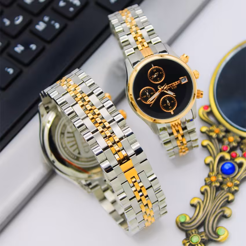 ساعت مچی ست زنانه و مردانه سیتیزن-بندفلزی3موتورفعال(کرنوگراف)مدل5567 vip