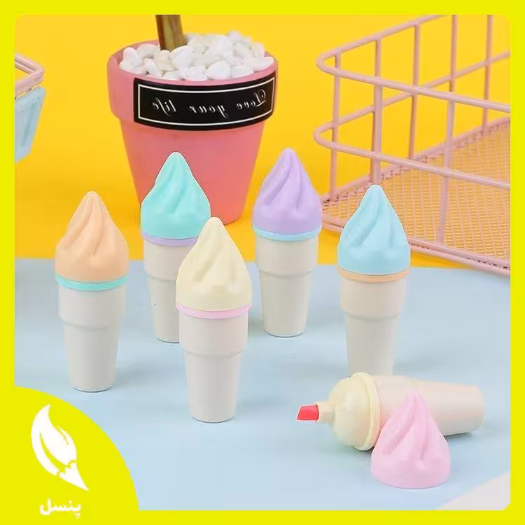 هایلایتر بستنی قیفی بسته 6 عددی