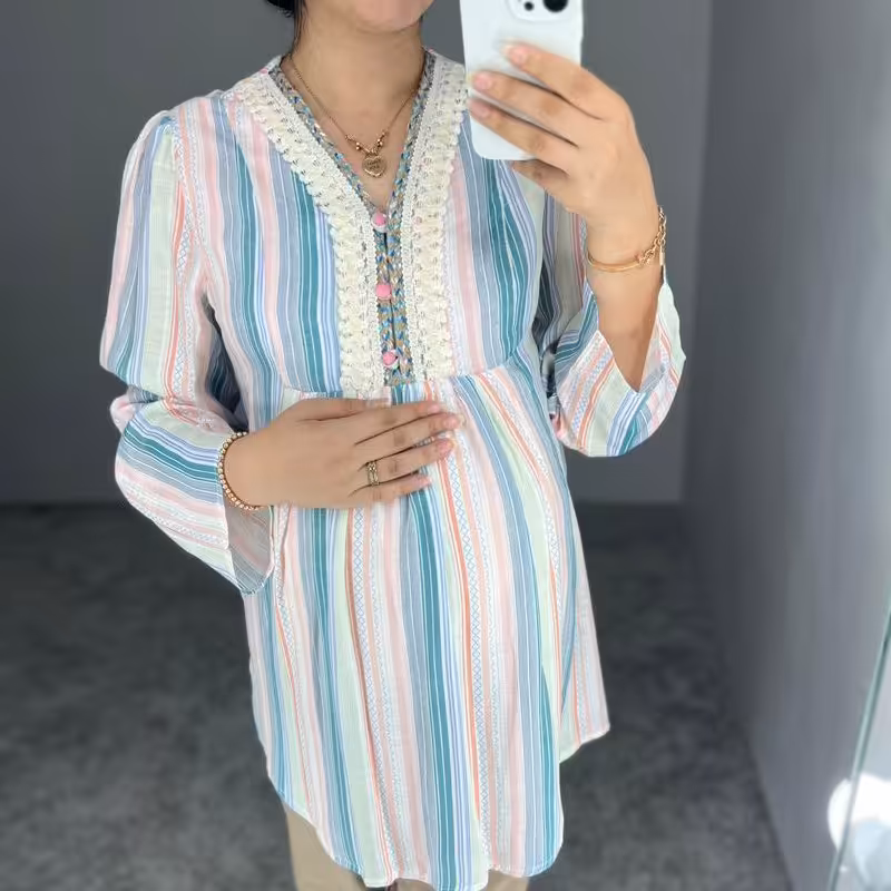 شومیز نخی زنانه بارداری شیردهی حاملگی سایز بزرگ زنانه ارسال رایگان پستی ، مانتو شومیزی، لباس بارداری شیردهی، تونیک زنانه