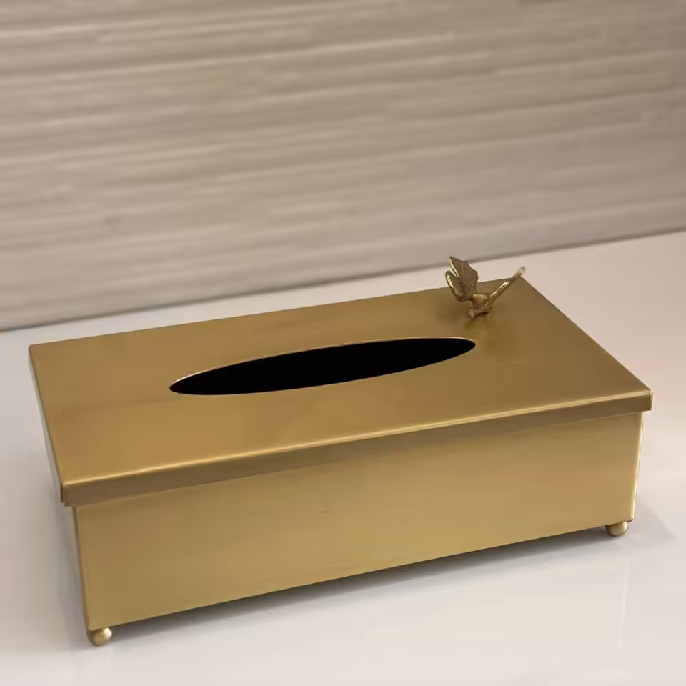 جا دستمالی طلایی  طرح ساده کد 413 پروانه