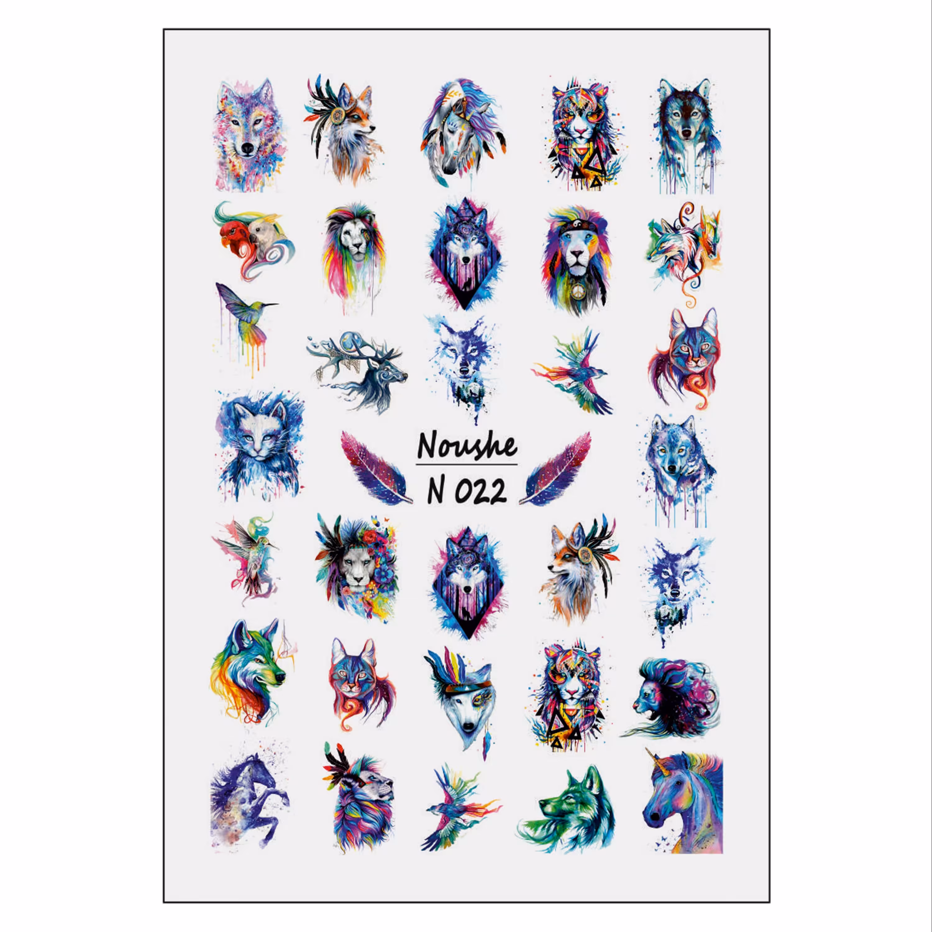 لنز ناخن نوشه مدل آبرنگی کد N022