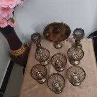 هفت سین شامپاینی انتیک جدید 1403 هفتسین جدید شیک 9 تکه با اینه و شمعدان