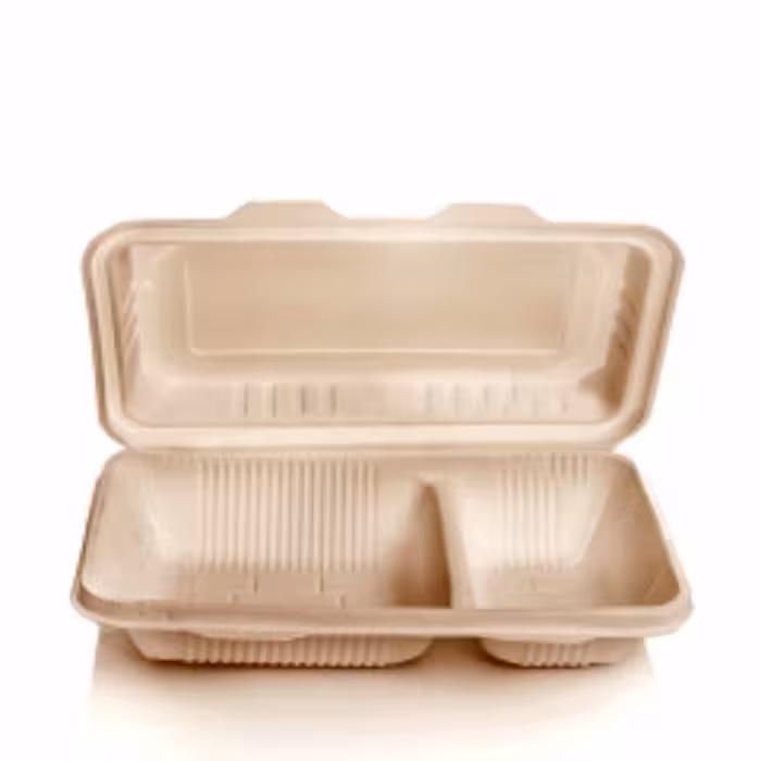 ظرف یکبار مصرف گیاهی 2 خونه (بسته 100 تایی)