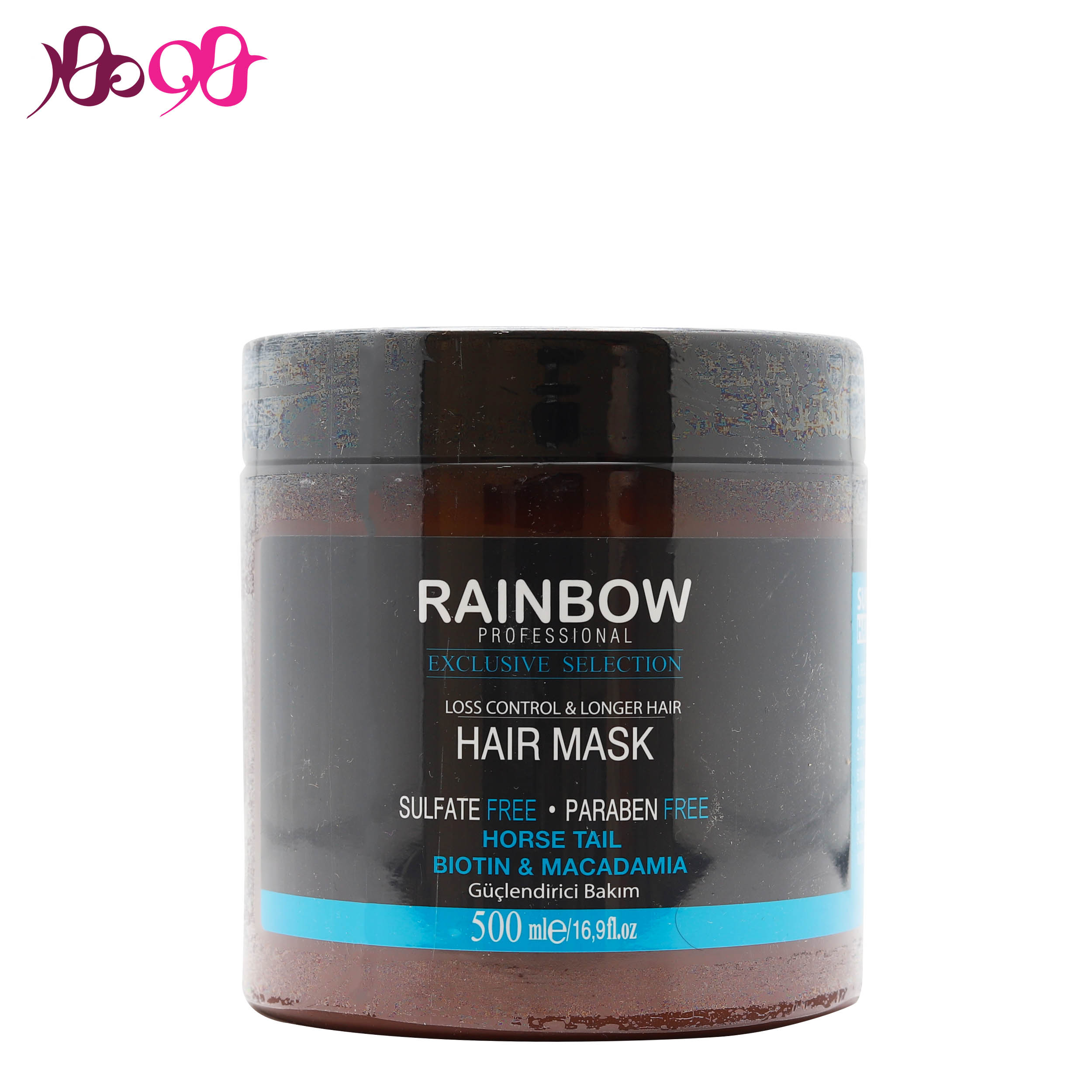 ماسک مو فاقد سولفات رینبو حاوی بیوتن و ماکادمیا حجم 500 میل - RAINBOW