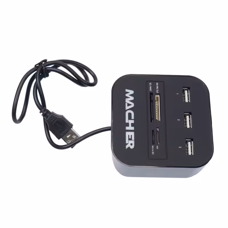 هاب 3 پورت USB2.0 و رم ریدر مچر مدل MR-139Macher MR-139 3Port Hub and Card Reader