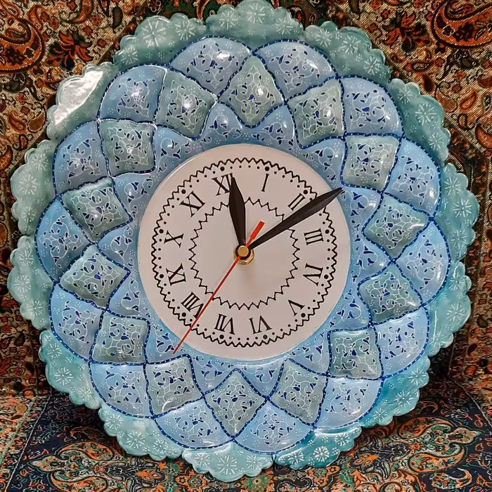 ساعت مینا کاری -طرح اسلیمی -سبز ویکتوریا فیروزه ای-سایز 30 