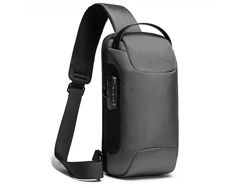 کوله تک بند ضد سرقت دارای پورت USB بنج BANGE 22085 Sling Chest Bag USB External Charging Port (خاکستری)