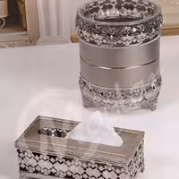 سطل و جا دستمال کاغذی نقرەای