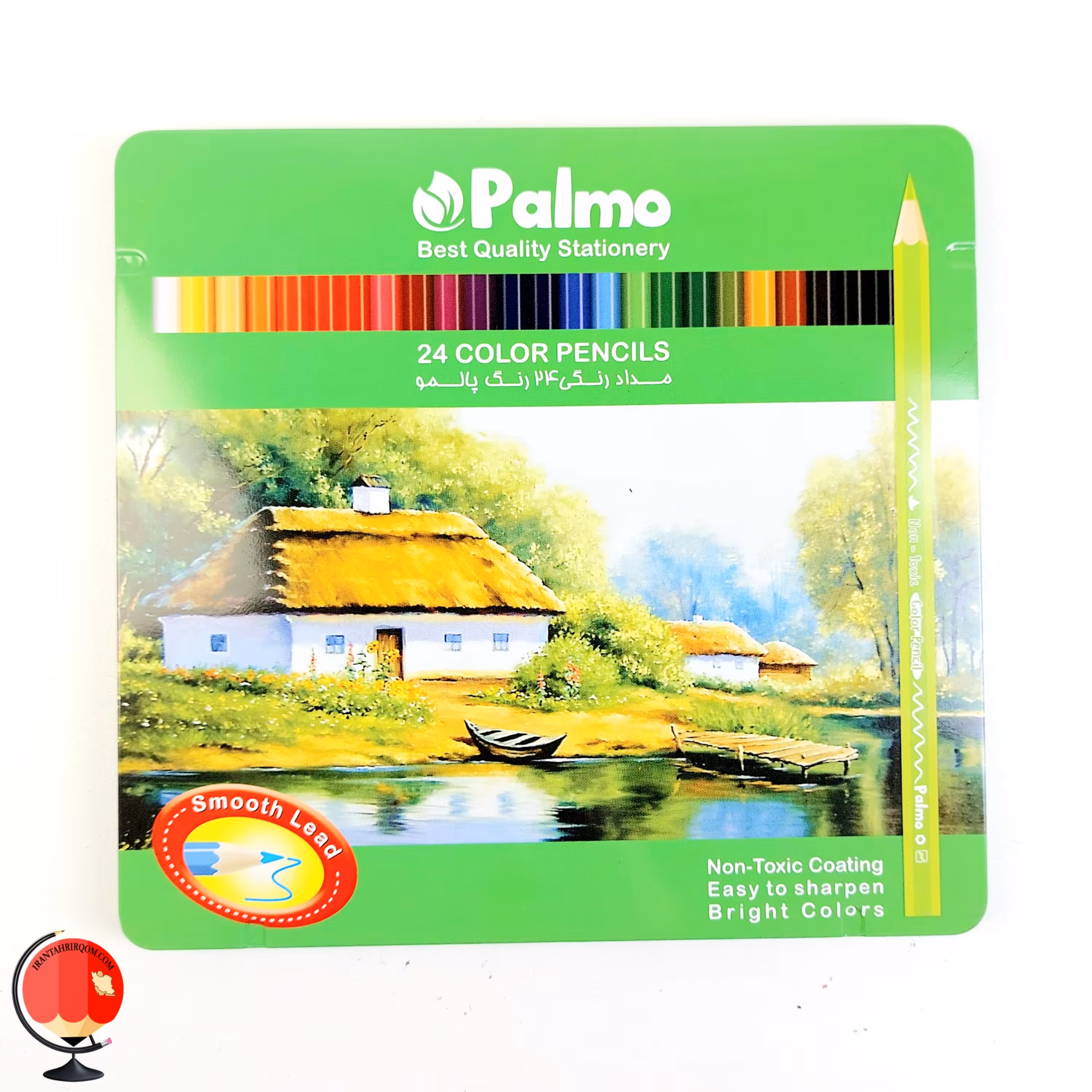 مداد رنگی 24 رنگ پالمو جعبه فلزی سبز کد 1461