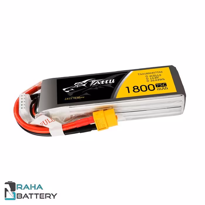 باتری لیتیوم پلیمر 4 سل Tattu 1800mAh 75C