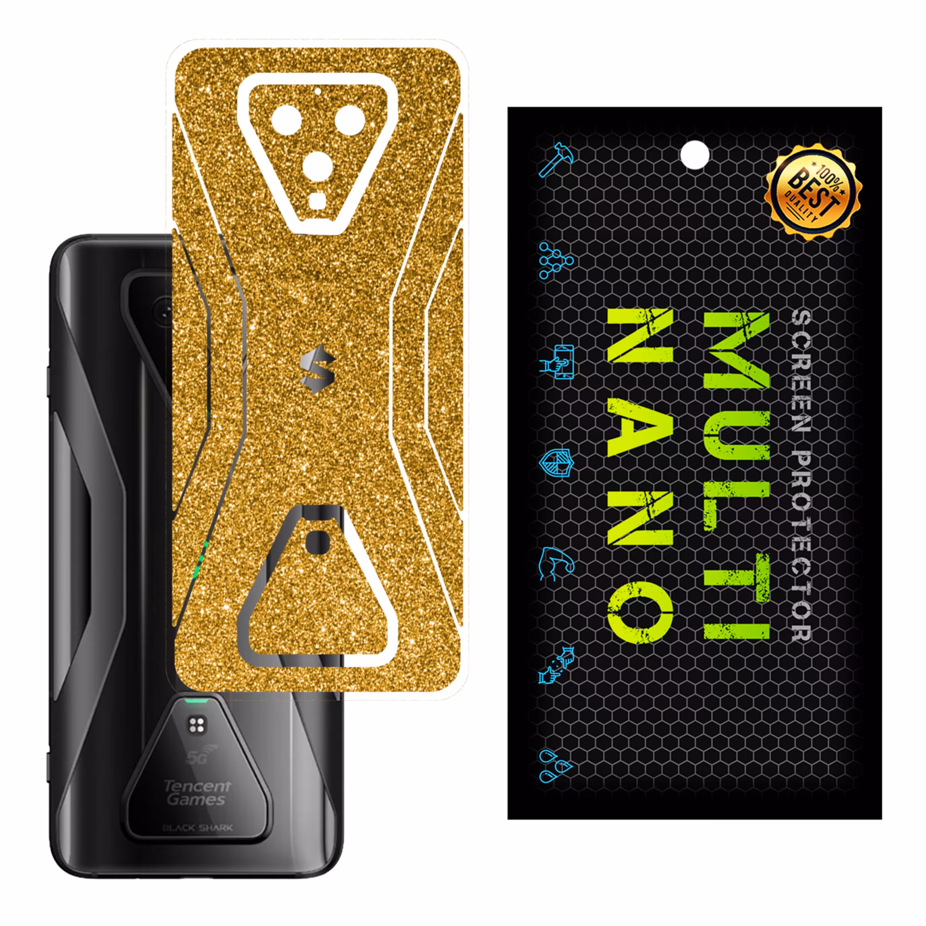 برچسب پوششی MultiNano مدل X-G1F-Gold برای پشت موبایل شیائومی Black Shark 3