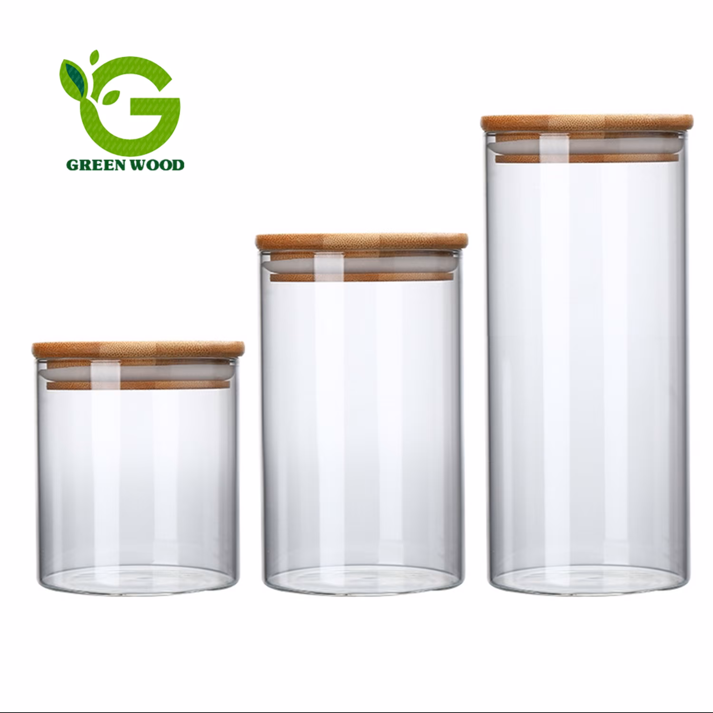 ست بانکه (جا حبوباتی) 3 عددی بامبو شیشه ای مدل D8.5 کد Gw90301039