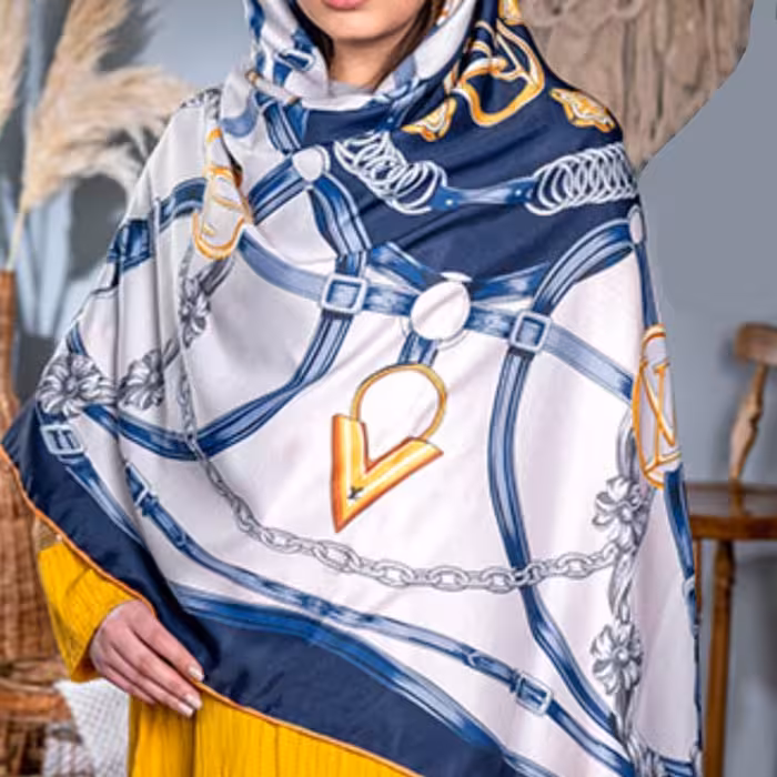 روسری مجلسی نخ ابریشم گارزا برند ارکیده قواره بزرگ  