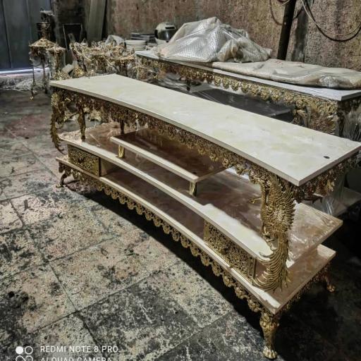 میز تلویزیون برنزی گل رز منحنی