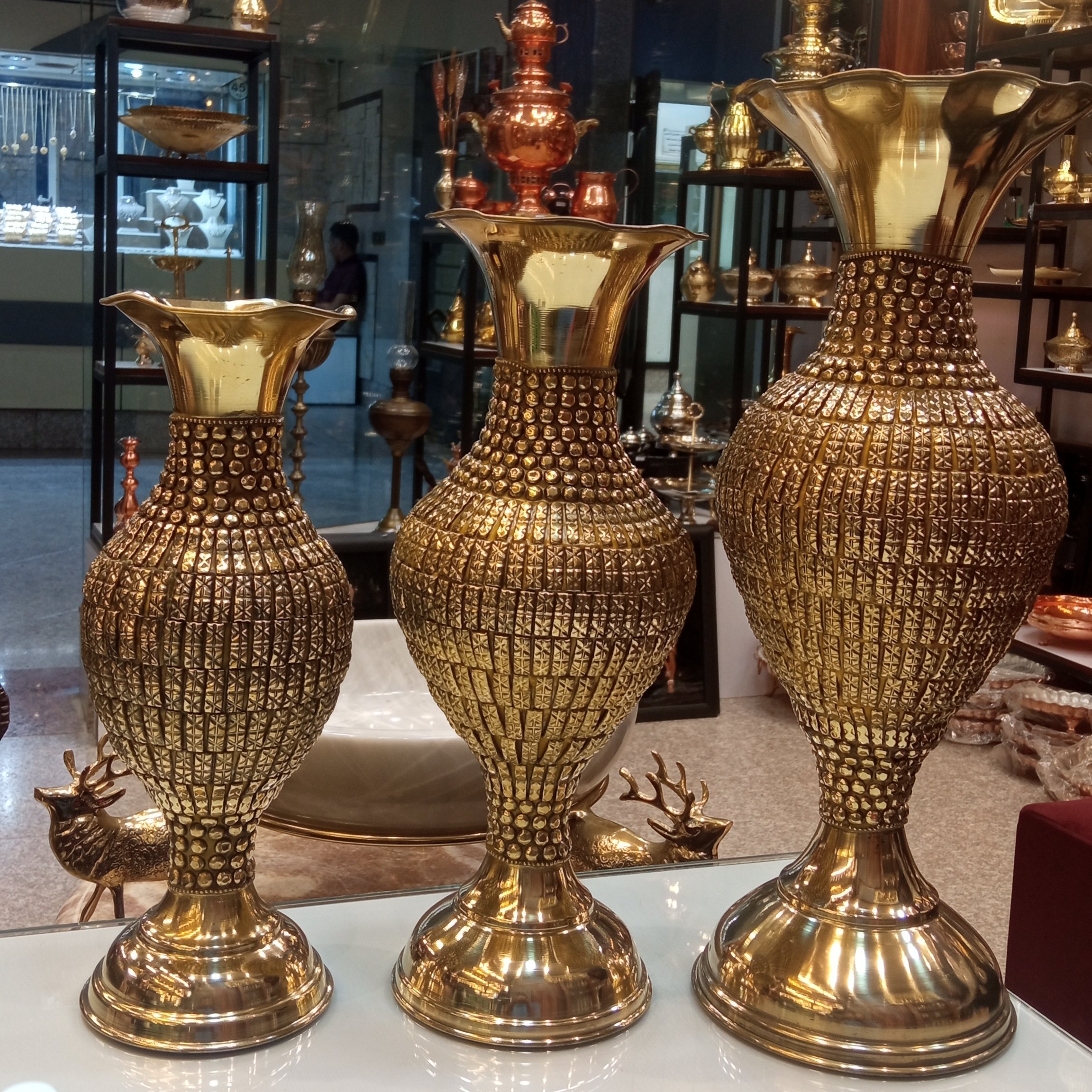 گلدان برنجی کشمیری سایز 1