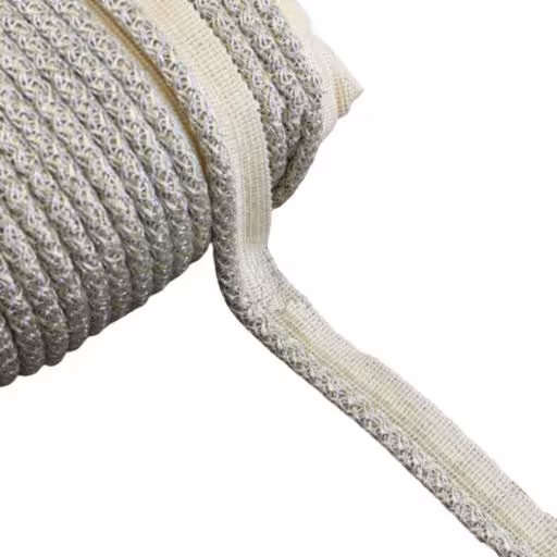 نوار مغزی ترمه ای ضخیم نقره ای (بسته 10 متری)(نوار مغزی مبلی)(بسته یک متری)