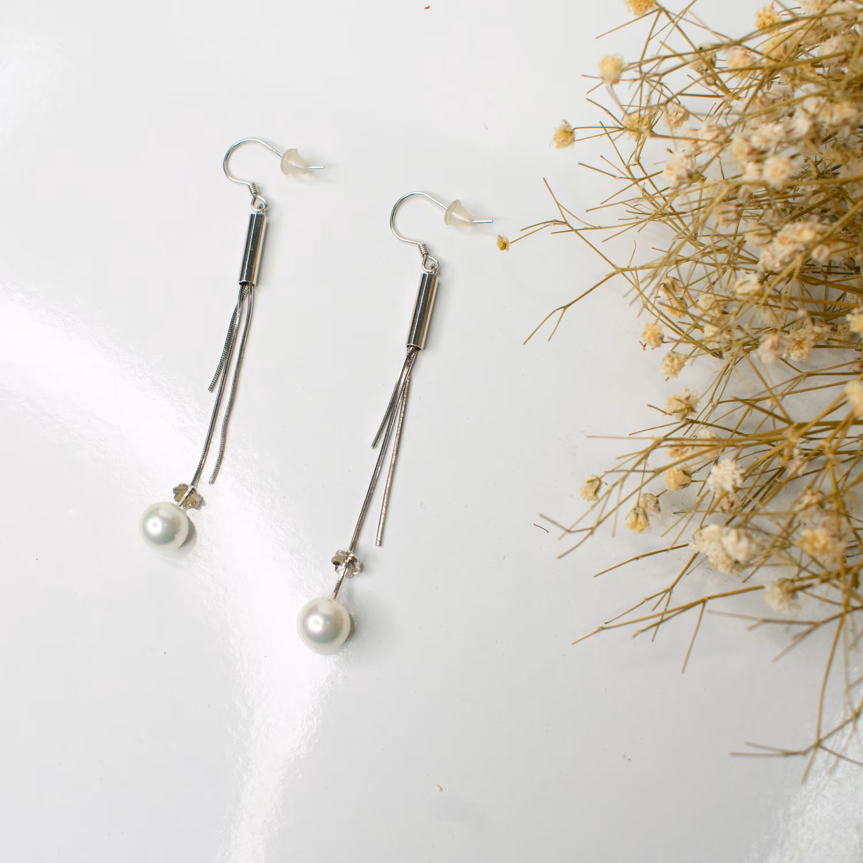 گوشواره آویز نقره ضدحساسیت عیار925 کد5415