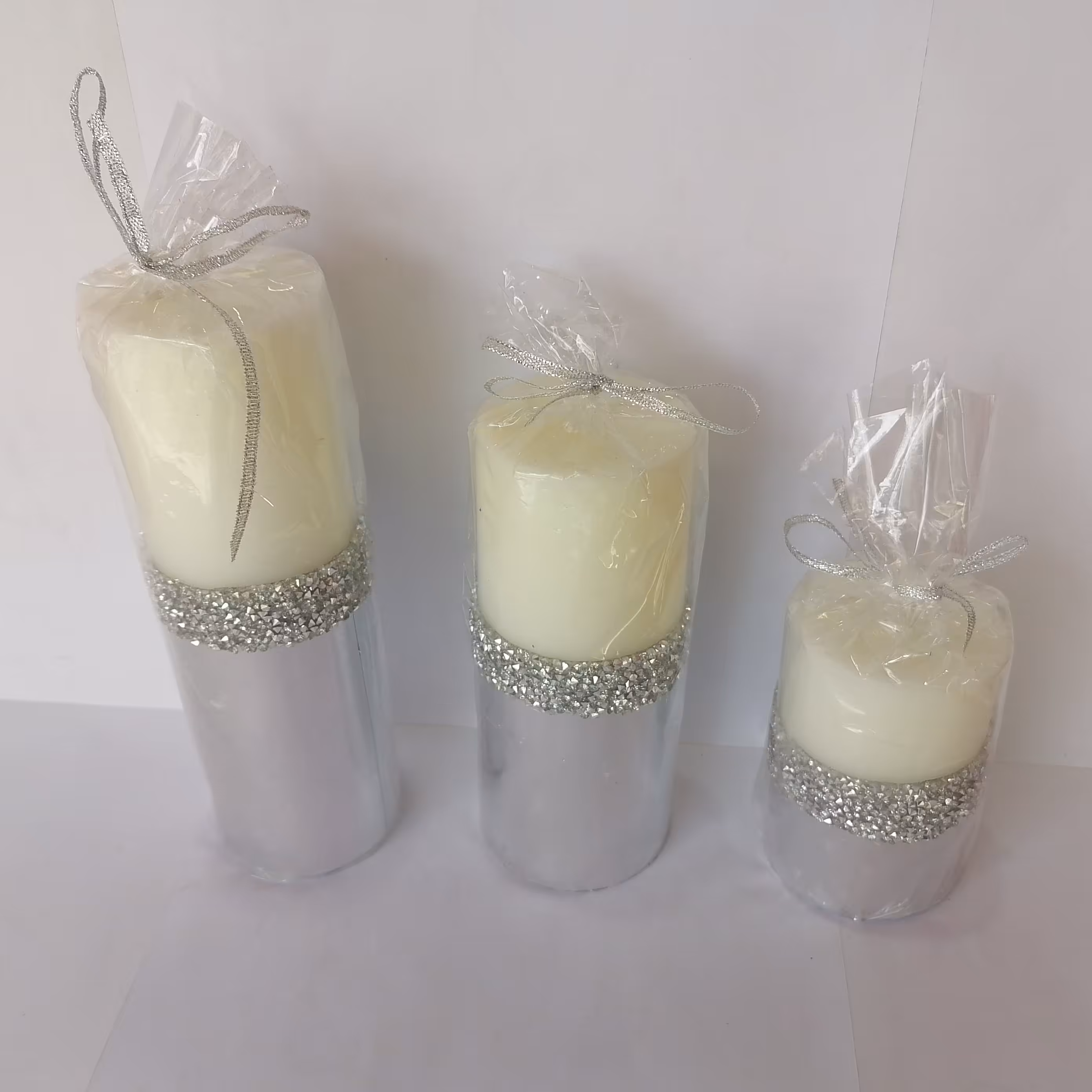 شمع نقره ای نگین دار 3سایز