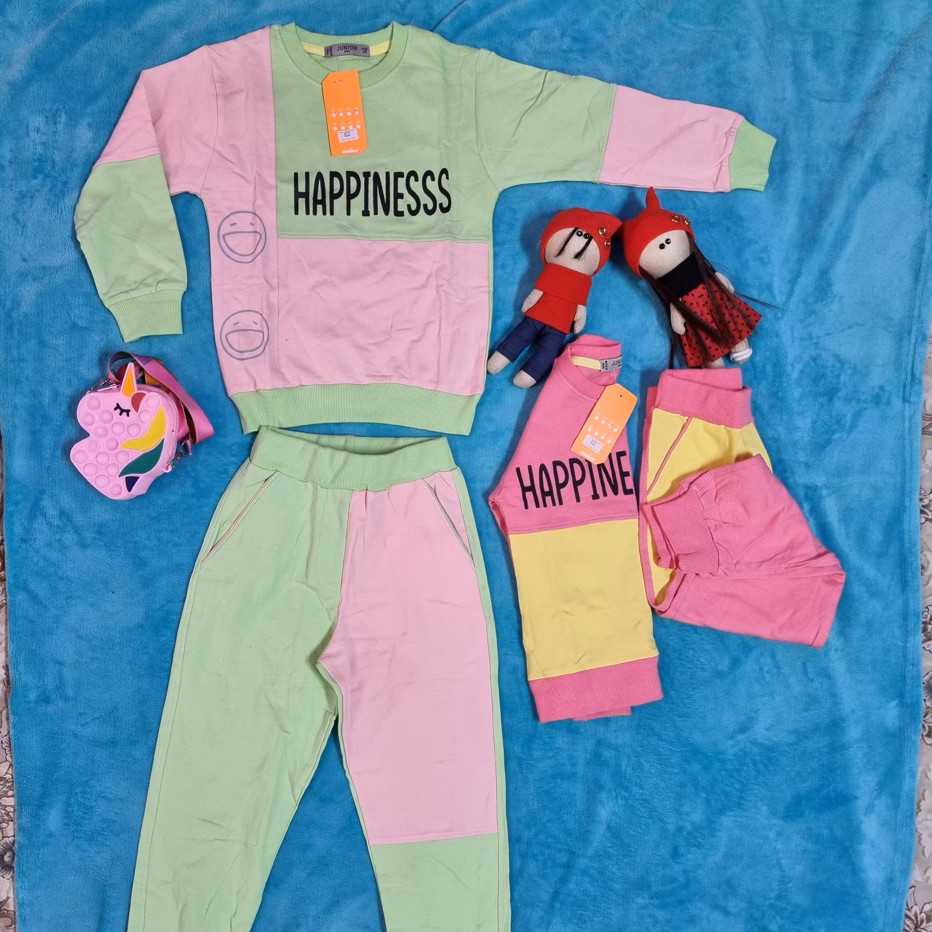 ست بلوز و شلوار دورس بچگانه، اسپرت مناسب دختر و پسر ، سایز 40 و 45 ، دورنگ زیبا 