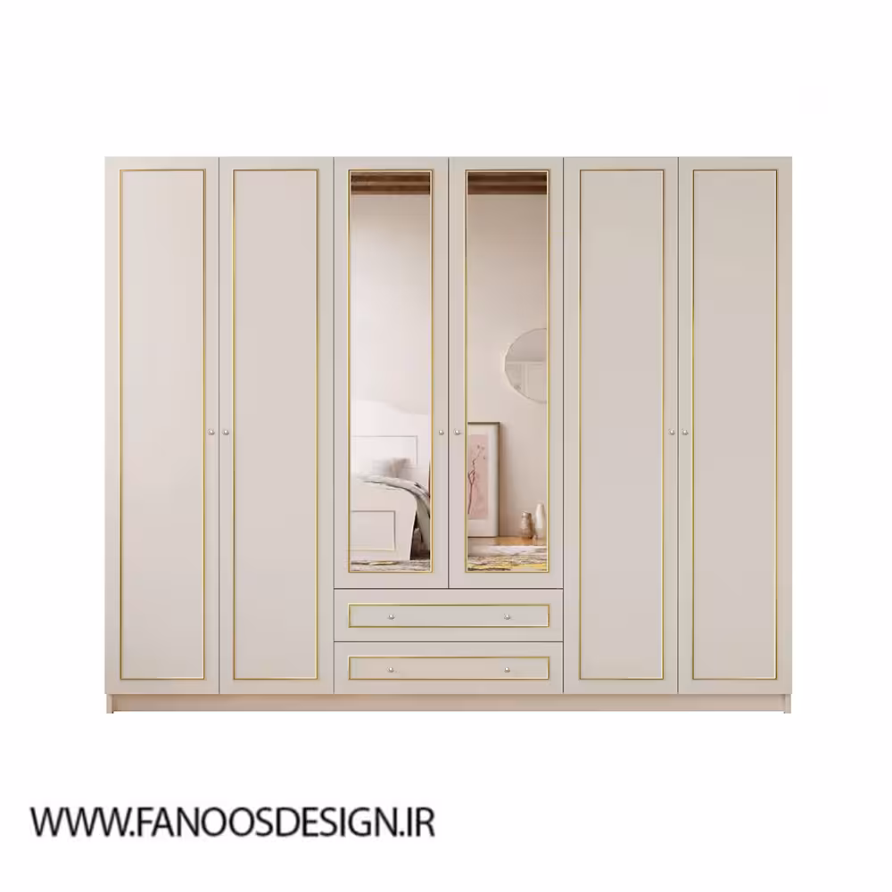 کمد لباس 6 درب و 2 دراور سایز 210*210*52کد 1184