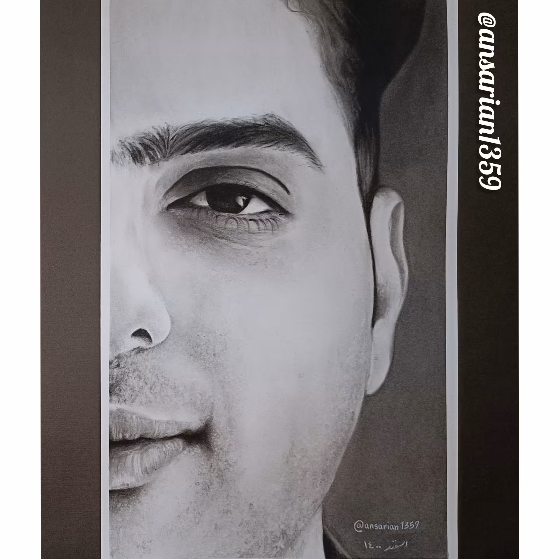 طراحی نیم چهره.سیاه قلم. سایز A4