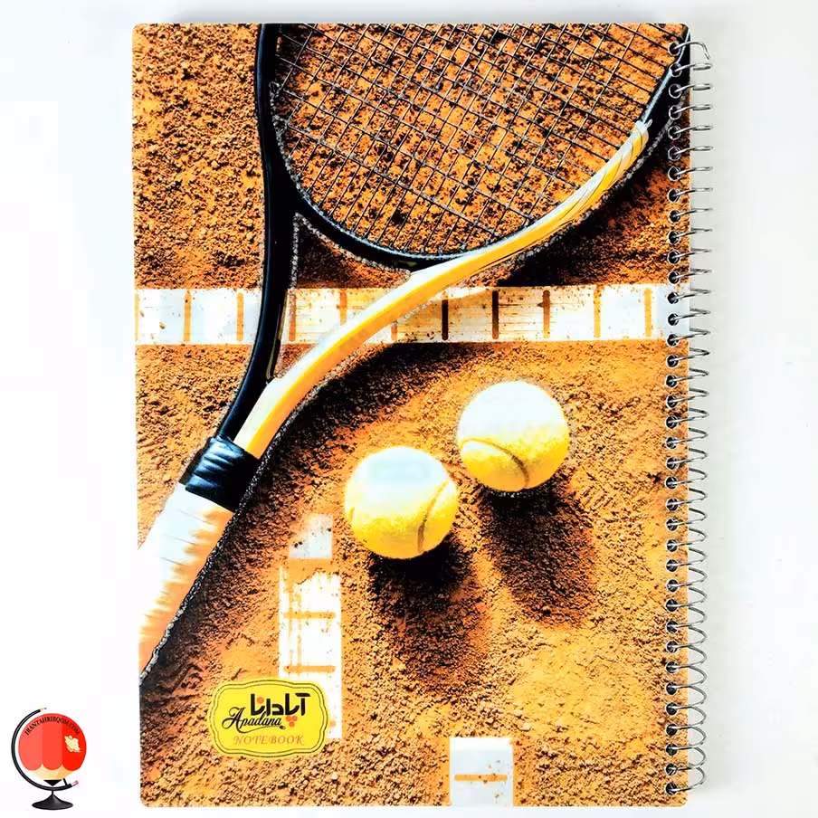 دفتر مشق 80 برگ سیمی طرح تنیس جلد طلقی آپادانا