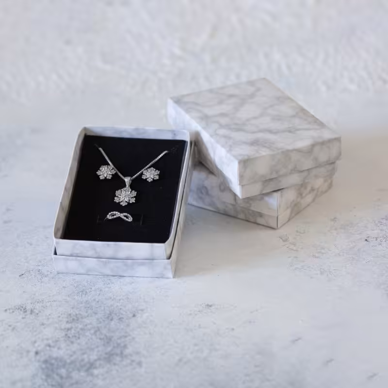 جعبه جواهرات - مدل نیم ست متوسط - طرح مرمر