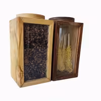 بانکه حبوبات چوب و شیشه سایز 2