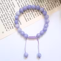 دستبند سنگ جید یاسی درجه 1 با بند قابل تنظیم