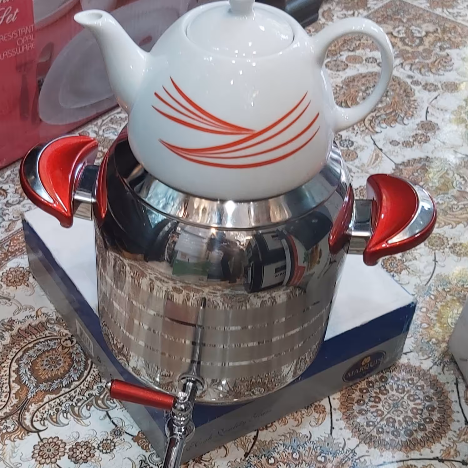 کتری قوری شیردار استیل کف چدن