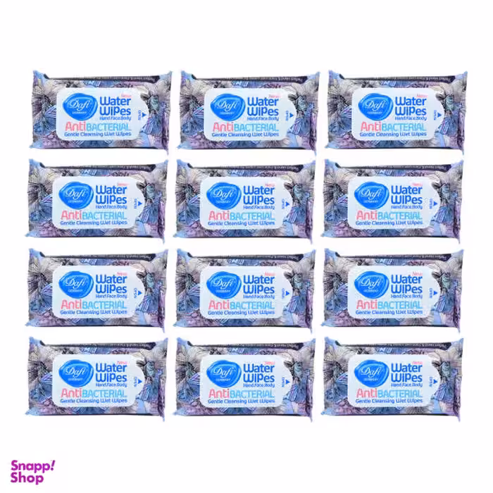دستمال مرطوب دافی (Dafi) مدل Anti Bacterial مجموعه 12 عددی