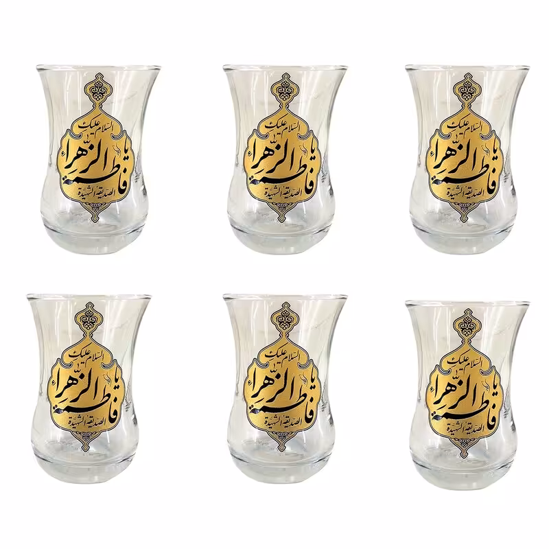 102522-استکان کمرباریک یا فاطمه الزهرا س-6تایی طرح جدید