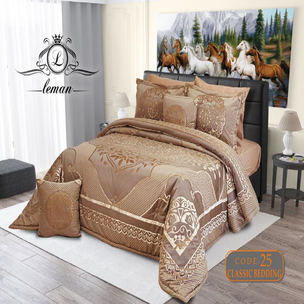 روتختی مخمل شانل لمان مدل classic دونفره 8 تکه رنگ نسکافه ای