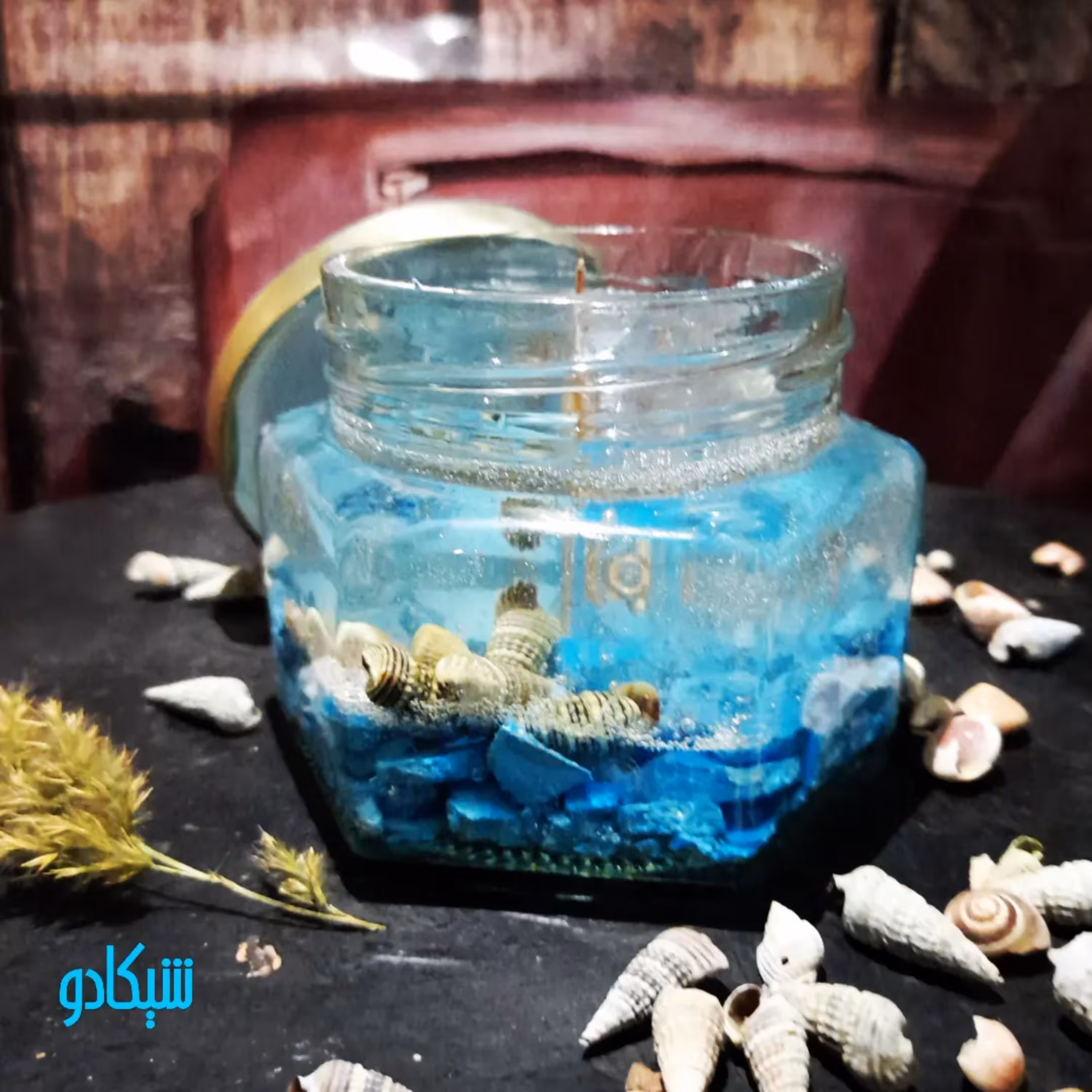 شمع بطری درب دار مدل ساحلی