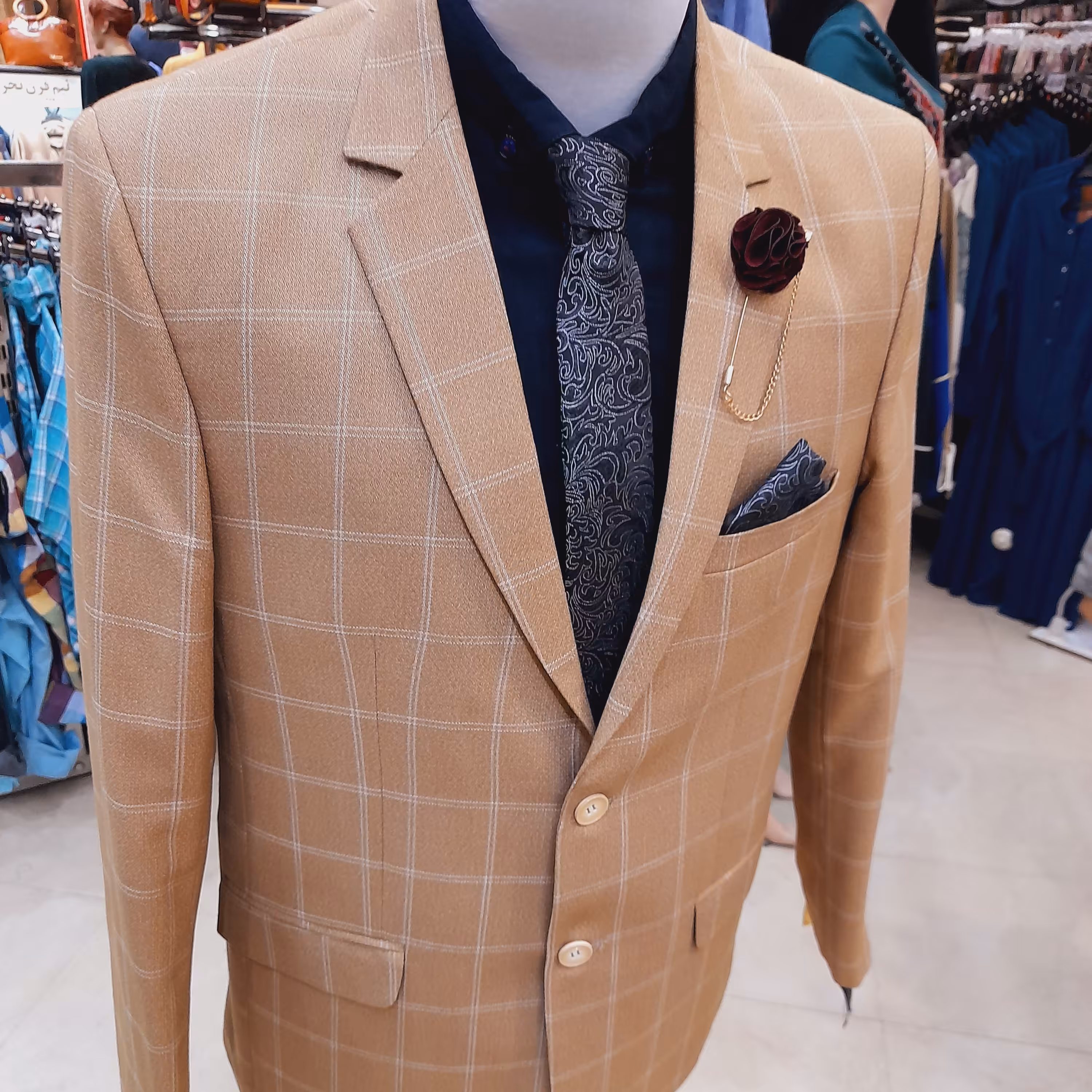 کت و شلوار مردانه فاستونی چهار خانه شکلاتی