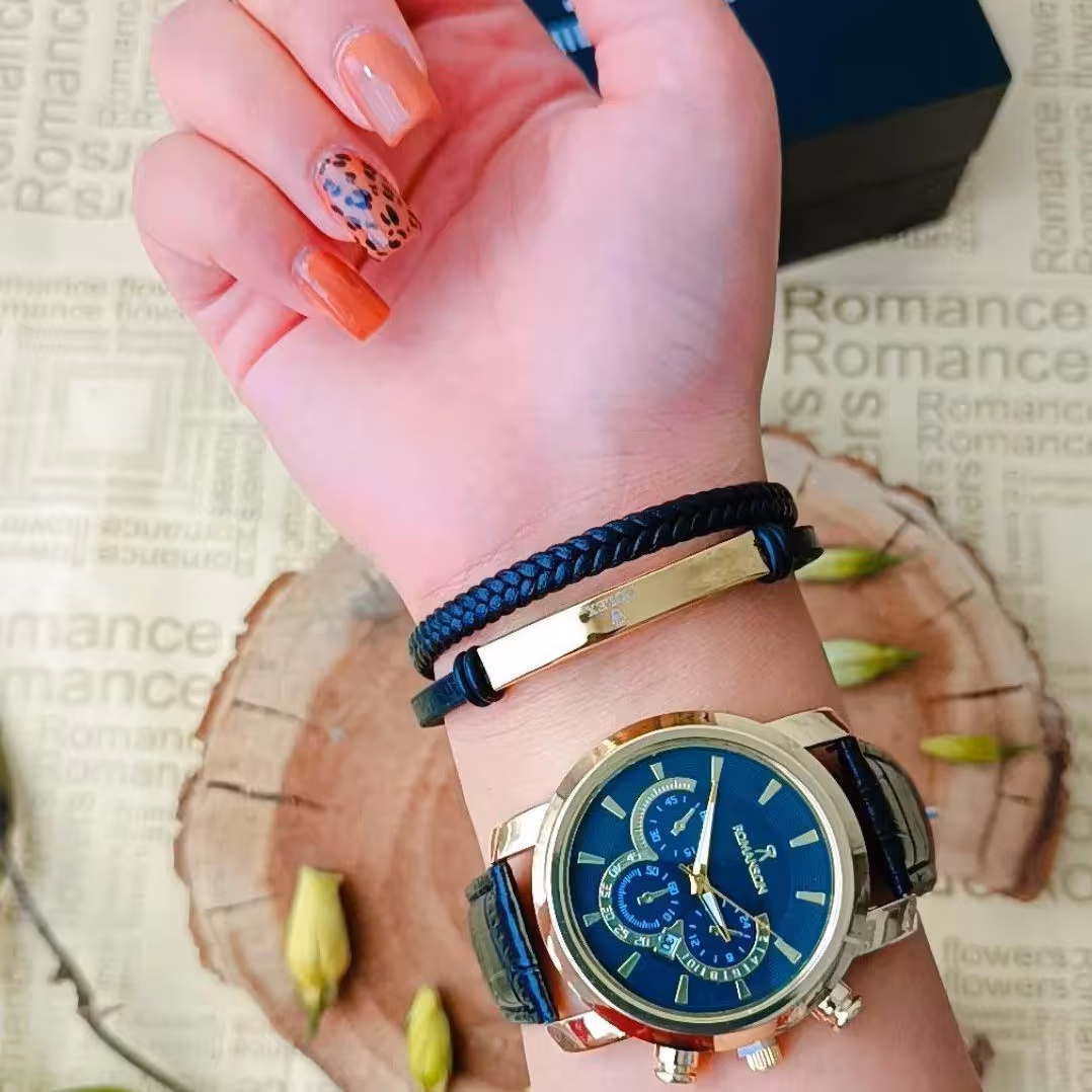 ست ساعت مردانه بند چرمی و مارک رومانسون 