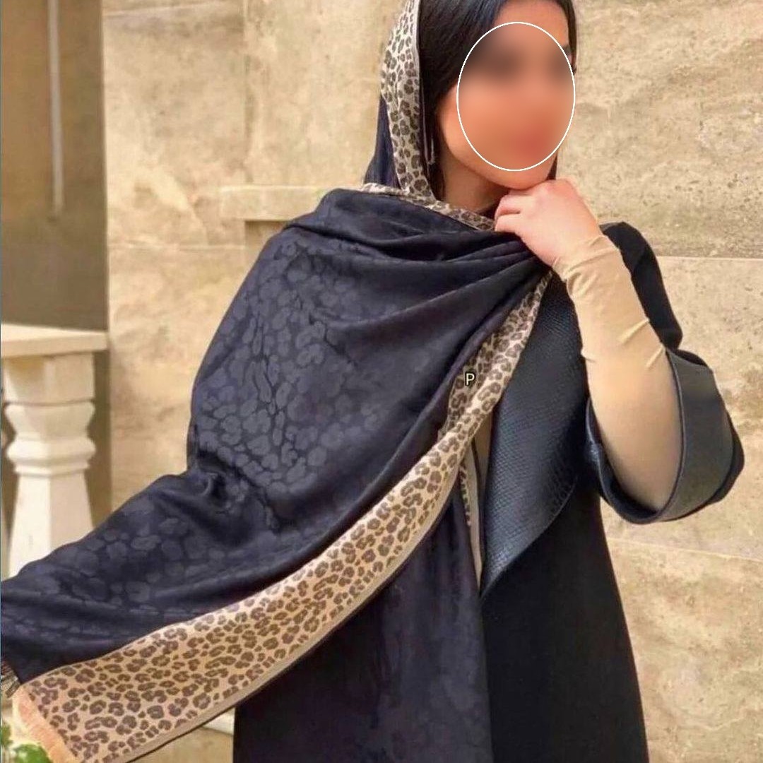 شال ژاکارد مشکی و مجلسی حاشیه پلنگی کد 2