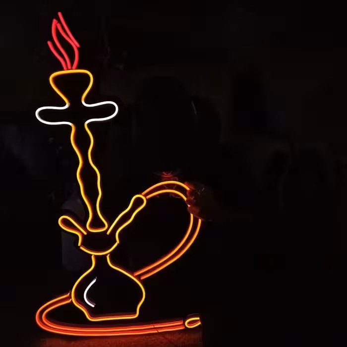 تابلو نئون طرح قلیان سایز   60 در 100  و 36ماه گارانتی 