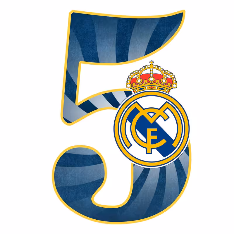 استند رومیزی تولد مدل عدد 5 طرح رئال مادرید کد 735