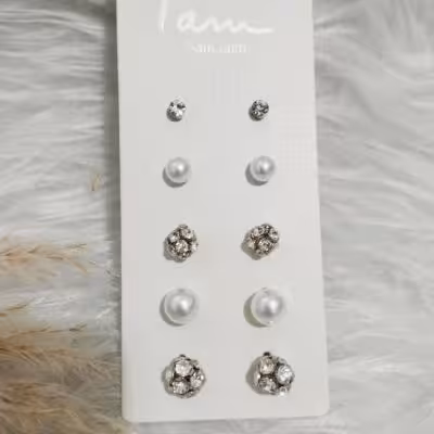 گوشواره گلگوش میخی پک 5 جفتی شیک و ترند