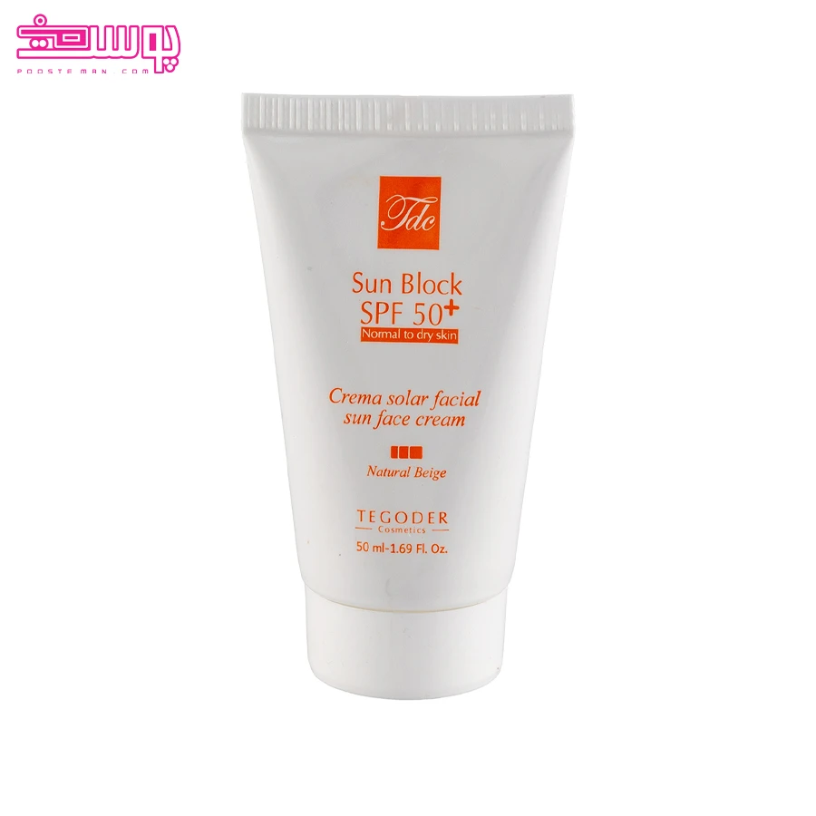 ضد آفتاب رنگی SPF50 مناسب پوست نرمال تا خشک تگودر حجم 50ml