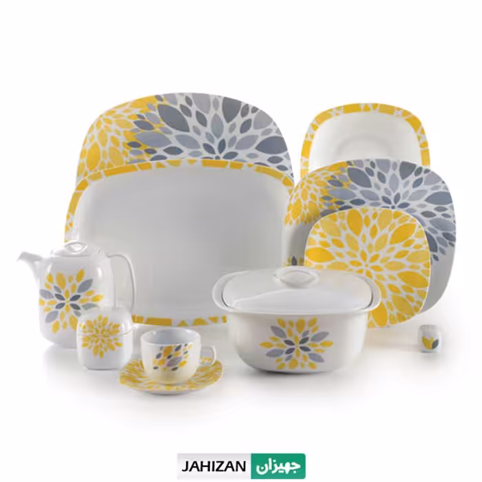 سرویس چینی زرین 98پارچه سلنا زرد سری کواترو